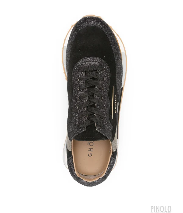 Sneakers Ghoud Donna Star_M Low In Camoscio Nero e Dettagli Glitter art. SMLW SG50, foto 3 di 3
