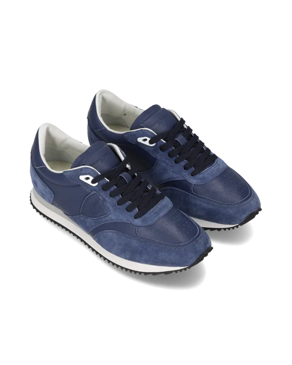 Sneakers Uomo Philippe Model Blville In Camoscio e Pelle Blu art. BVLU VD06, foto 4 di 5