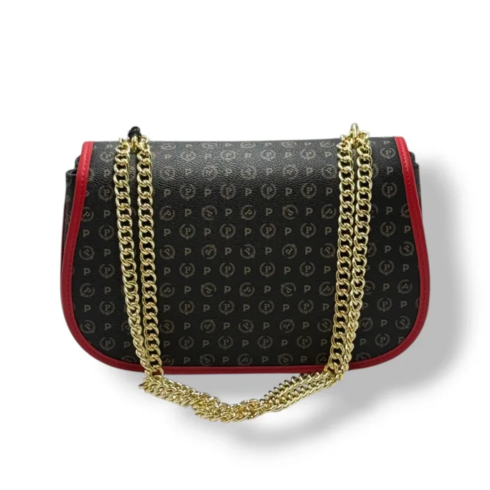 Borsa Pollini Heritage Tracolla in Catena Con Pattina In Pelle Heritage Nera con Dettagli Rossi TE8543PP0NQ1100B, foto 1 di 4
