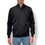 Cardigan Blouson Filippo De Laurentiis in Lana Punto Milano Nero art. BB1MLT WM14M 990