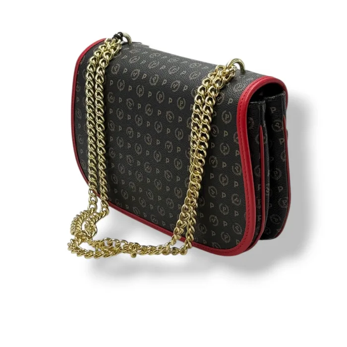 Borsa Pollini Heritage Tracolla in Catena Con Pattina In Pelle Heritage Nera con Dettagli Rossi TE8543PP0NQ1100B, foto 2 di 4
