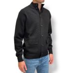 Cardigan Blouson Filippo De Laurentiis in Lana Punto Milano Nero art. BB1MLT WM14M 990 - immagine 2