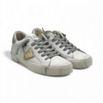 Sneakers Donna Philippe Model Paris Prsx In Pelle Bianca Spoiler  e Dettagli Argento art. PRLD VM04 - immagine 2