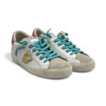 Sneakers Donna Philippe Model Paris Prsx In Pelle Bianca Spoiler Oro Rosa e Linguetta in Camoscio art. PRLD VM05 - immagine 2