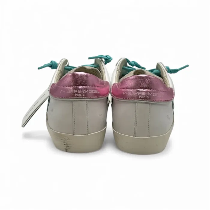 Sneakers Donna Philippe Model Paris Prsx In Pelle Bianca Spoiler Oro Rosa e Linguetta in Camoscio art. PRLD VM05, foto 5 di 5
