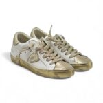 Sneakers Donna Philippe Model Paris Prsx In Pelle Bianca Spoiler e Dettagli Oro art. PRLD VMM1 - immagine 2