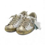 Sneakers Donna Philippe Model Paris Prsx In Pelle Bianca Spoiler e Dettagli Oro art. PRLD VMM1 - immagine 4