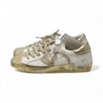 Sneakers Donna Philippe Model Paris Prsx In Pelle Bianca Spoiler e Dettagli Oro art. PRLD VMM1 - immagine 3