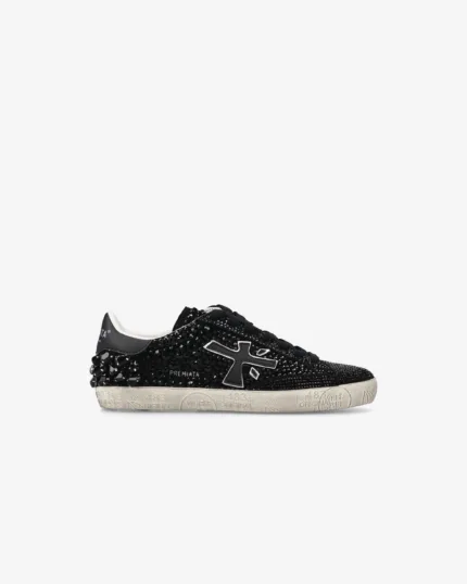 Sneakers Premiata Donna in Camoscio Nero e Strass art. Stevend 7847