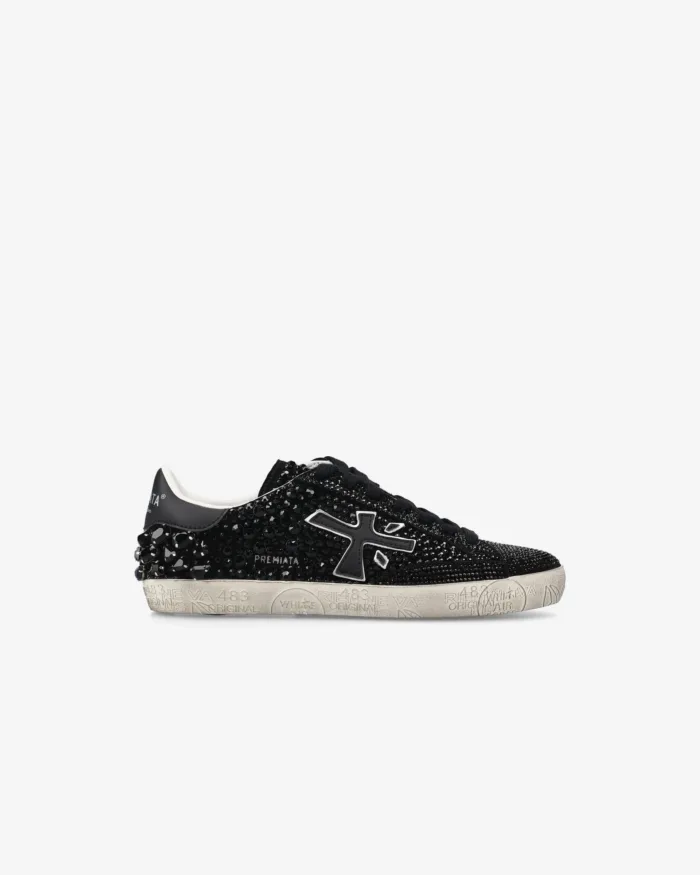 Sneakers Premiata Donna in Camoscio Nero e Strass art. Stevend 7847, foto 1 di 5