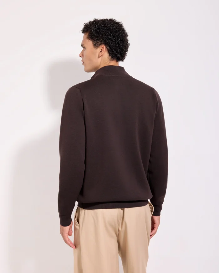 Cardigan Blouson Filippo De Laurentiis in Lana Punto Milano Marrone art. BB1MLT WM14M 280, foto 3 di 3