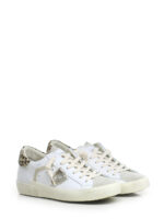 Sneakers Donna Paris Prsx Philippe Model in Pelle Bianca con Spoiler Maculato e Linguetta in Camoscio art. PRLD VL14