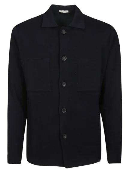 Overshirt con Bottoni in Lana Extrafine Merino Filippo De Laurentiis Blu Navy art. FJMLT WM14M 890
