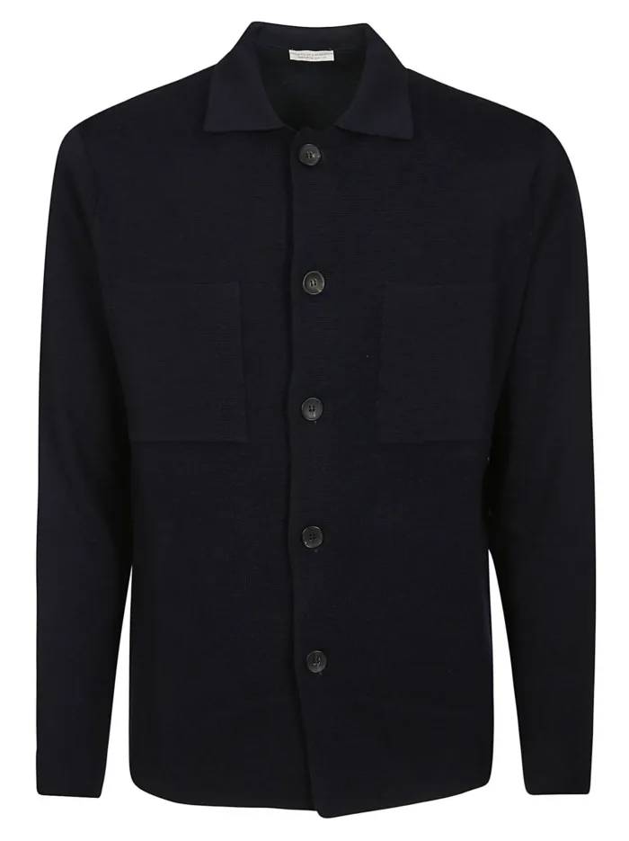 Overshirt con Bottoni in Lana Extrafine Merino Filippo De Laurentiis Blu Navy art. FJMLT WM14M 890, foto 1 di 2