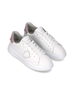 Sneakers Donna Philippe Model Temple in Pelle Bianca e Spoiler Rosa art. BTLD V017 - immagine 2