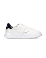 Sneakers Uomo Philippe Model Temple in Pelle Bianca e Spoiler Blu Lucido art. BTLU V018