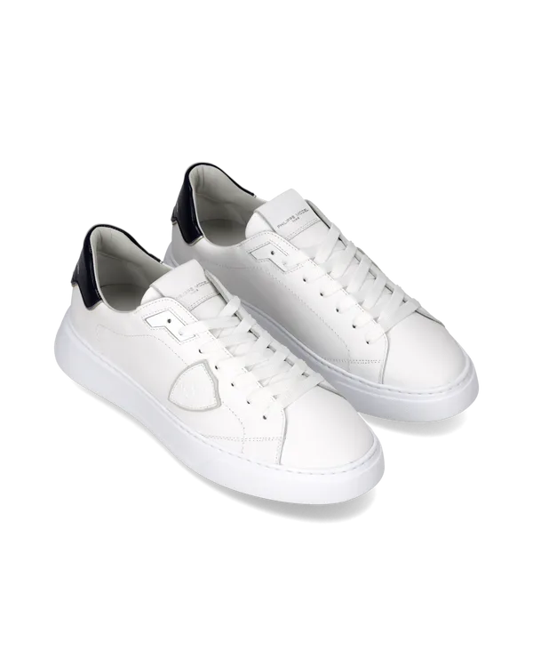 Sneakers Uomo Philippe Model Temple in Pelle Bianca e Spoiler Blu Lucido art. BTLU V018, foto 2 di 4
