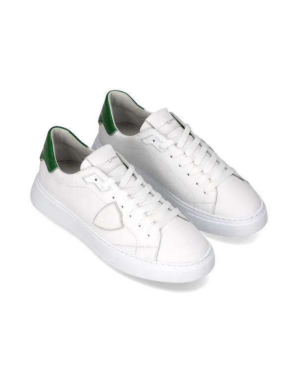 Sneakers Uomo Philippe Model Temple in Pelle Bianca e Spoiler Verde art. BTLU V019, foto 2 di 5