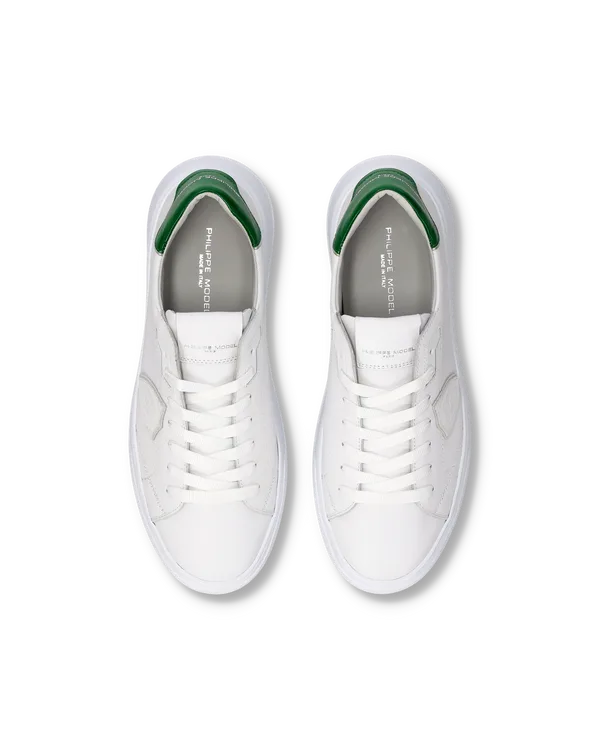 Sneakers Uomo Philippe Model Temple in Pelle Bianca e Spoiler Verde art. BTLU V019, foto 3 di 5
