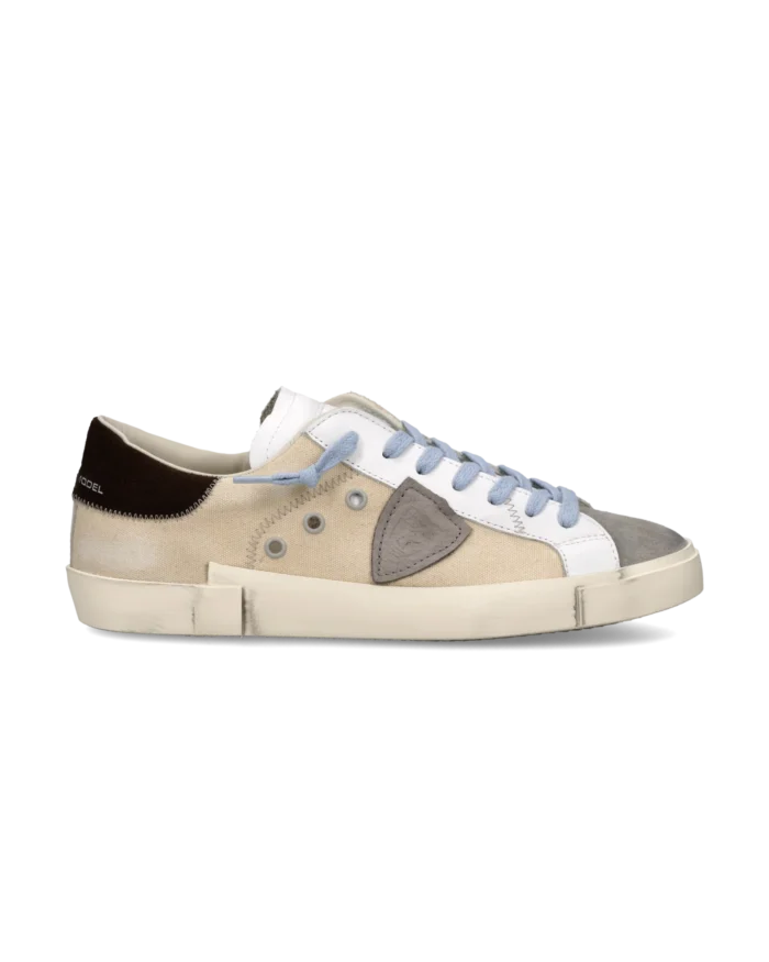 Sneakers Uomo Philippe Model  Paris Prsx in Tela Beige,Spoiler Marrone e Linguetta in Camoscio art. PRLU DX02, foto 1 di 6