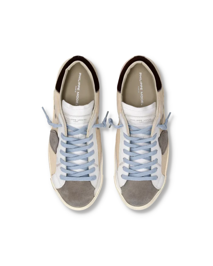 Sneakers Uomo Philippe Model  Paris Prsx in Tela Beige,Spoiler Marrone e Linguetta in Camoscio art. PRLU DX02, foto 3 di 6