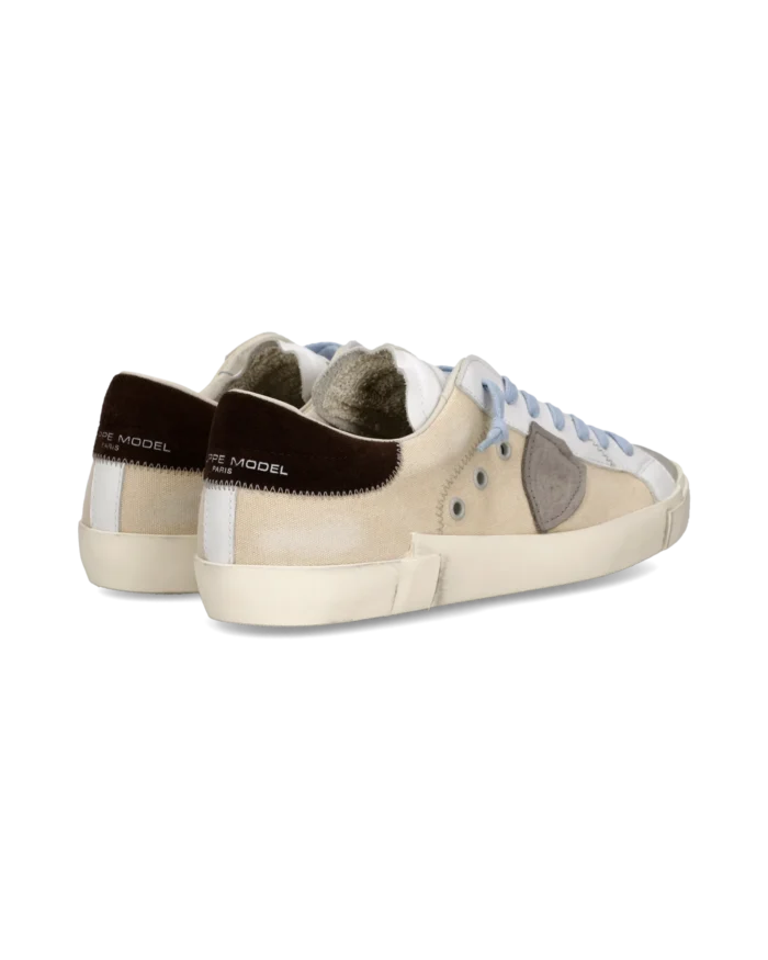Sneakers Uomo Philippe Model  Paris Prsx in Tela Beige,Spoiler Marrone e Linguetta in Camoscio art. PRLU DX02, foto 4 di 6