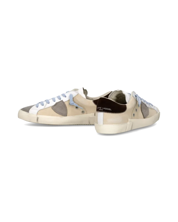 Sneakers Uomo Philippe Model  Paris Prsx in Tela Beige,Spoiler Marrone e Linguetta in Camoscio art. PRLU DX02, foto 6 di 6