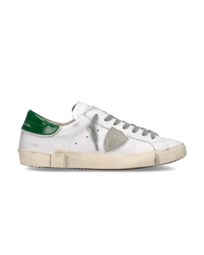 Sneakers Uomo Philippe Model Paris Prsx in Pelle Bianca e Spoiler Verde Lucido art. PRLU V031, foto 1 di 6