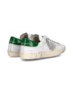 Sneakers Uomo Philippe Model Paris Prsx in Pelle Bianca e Spoiler Verde Lucido art. PRLU V031 - immagine 4