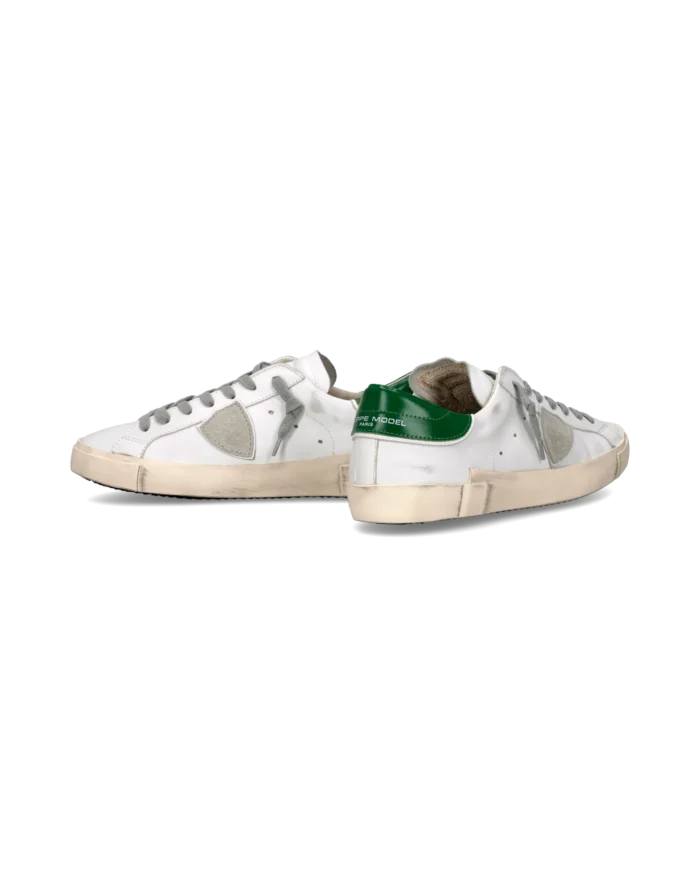Sneakers Uomo Philippe Model Paris Prsx in Pelle Bianca e Spoiler Verde Lucido art. PRLU V031, foto 6 di 6