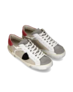 Sneakers Uomo Philippe Model  Paris Prsx in Pelle Beige e Spoiler Rosso art. PRLU VPP2 - immagine 2