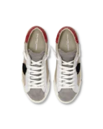 Sneakers Uomo Philippe Model  Paris Prsx in Pelle Beige e Spoiler Rosso art. PRLU VPP2 - immagine 3