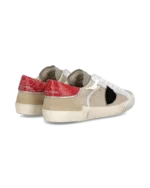 Sneakers Uomo Philippe Model  Paris Prsx in Pelle Beige e Spoiler Rosso art. PRLU VPP2 - immagine 4