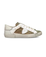 Sneakers Donna Paris Prsx Philippe Model in Pelle Bianca e Dettagli Glitter art. PRLD GA05