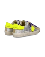 Sneakers Donna Paris Prsx Philippe Model con Strass Argento e Spoiler Fluo, Laccio Viola art. PRLD GG07 - immagine 4
