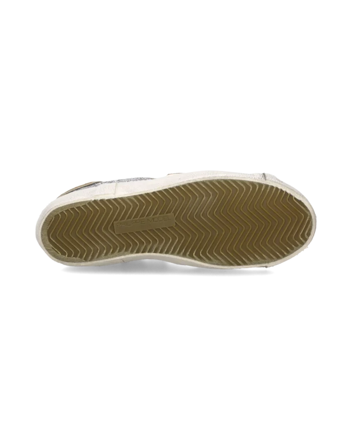 Sneakers Donna Paris Prsx Philippe Model con Strass Argento e Spoiler Fluo, Laccio Viola art. PRLD GG07, foto 5 di 6