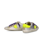 Sneakers Donna Paris Prsx Philippe Model con Strass Argento e Spoiler Fluo, Laccio Viola art. PRLD GG07 - immagine 6