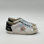 Sneakers Uomo Paris Prsx Philippe Model in Pelle Traforata Bianca con Back Nero e Linguetta in Camoscio art. PRLU VPP1