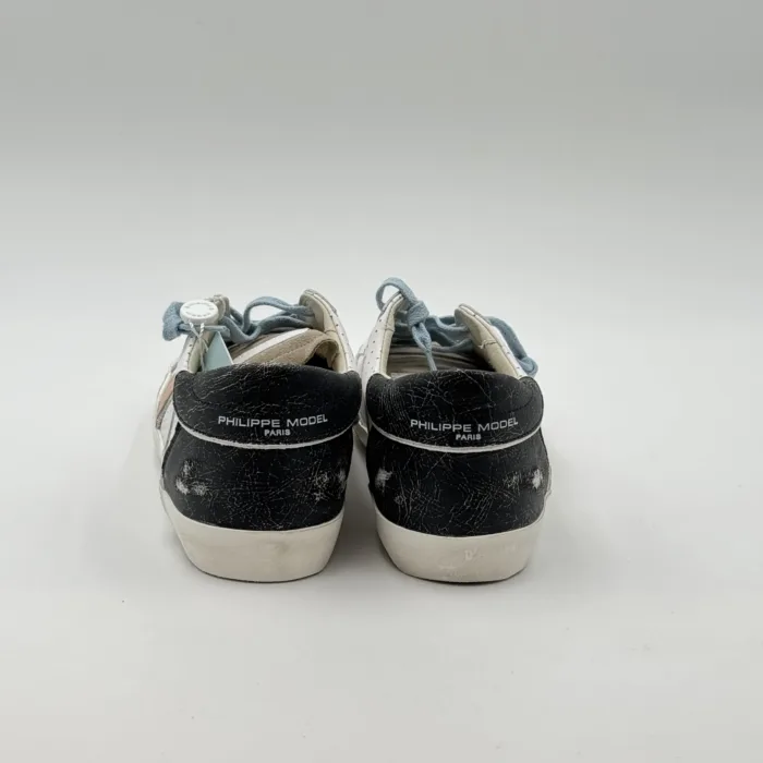 Sneakers Uomo Paris Prsx Philippe Model in Pelle Traforata Bianca con Back Nero e Linguetta in Camoscio art. PRLU VPP1, foto 5 di 5