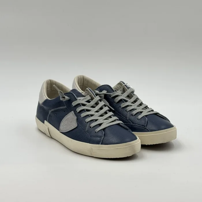Sneakers Uomo Paris Prsx Philippe Model in Pelle Martellata Blu con Back Avorio art. PRLU VZ04, foto 2 di 5
