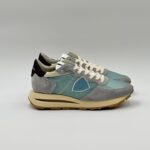 Sneakers Uomo Philippe Model Tropez Haute In Camoscio Grigio e Tela Azzurra art. TKLU WT02