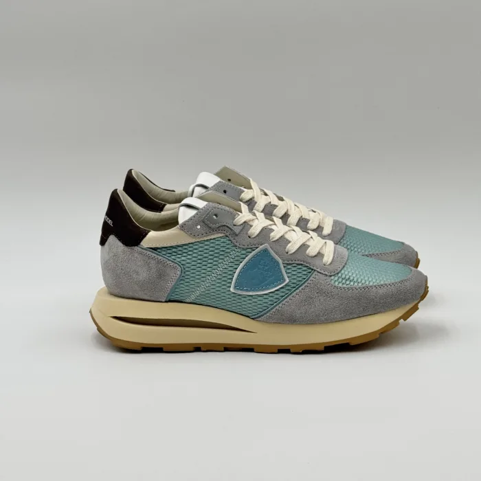 Sneakers Uomo Philippe Model Tropez Haute In Camoscio Grigio e Tela Azzurra art. TKLU WT02, foto 1 di 4