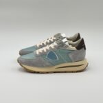 Sneakers Uomo Philippe Model Tropez Haute In Camoscio Grigio e Tela Azzurra art. TKLU WT02 - immagine 3