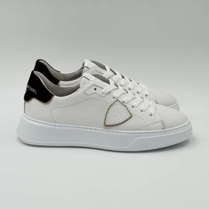 Sneakers Uomo Philippe Model Temple in Pelle Bianca,Spoiler Nabuck Marrone art. BTLU VU01