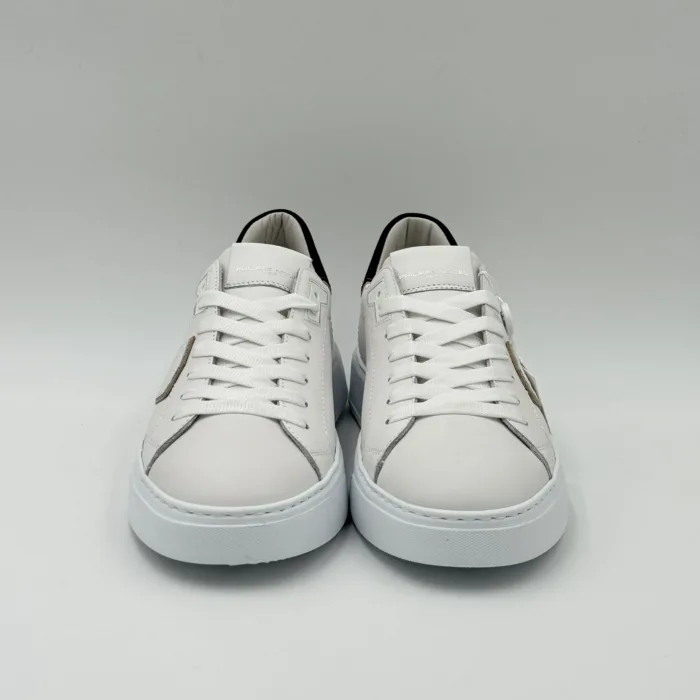 Sneakers Uomo Philippe Model Temple in Pelle Bianca,Spoiler Nabuck Marrone art. BTLU VU01, foto 3 di 5