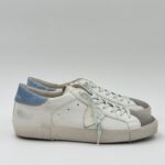 Sneakers Uomo Philippe Model  Paris Prsx in Pelle Avorio,Spoiler Azzurro e Linguetta in Camoscio art. PRLU WX52