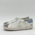 Sneakers Uomo Philippe Model  Paris Prsx in Pelle Avorio,Spoiler Azzurro e Linguetta in Camoscio art. PRLU WX52 - immagine 4