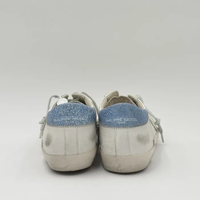 Sneakers Uomo Philippe Model  Paris Prsx in Pelle Avorio,Spoiler Azzurro e Linguetta in Camoscio art. PRLU WX52, foto 5 di 5