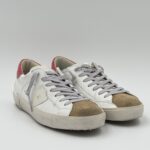 Sneakers Uomo Philippe Model  Paris Prsx in Pelle Avorio,Spoiler Rosso e Linguetta in Camoscio art. PRLU WX51 - immagine 2