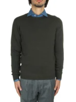 Maglione Girocollo Filippo De Laurentiis in Pura Lana Cashmere Verde Militare art. GC1MLD CA12R 570